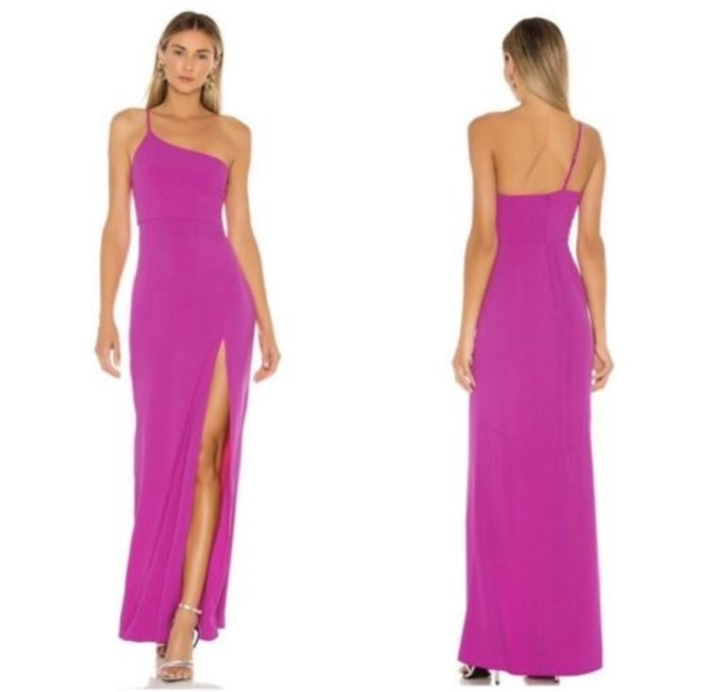 Lovers & Friends Eve One Shoulder Maxi Gown Magenta S